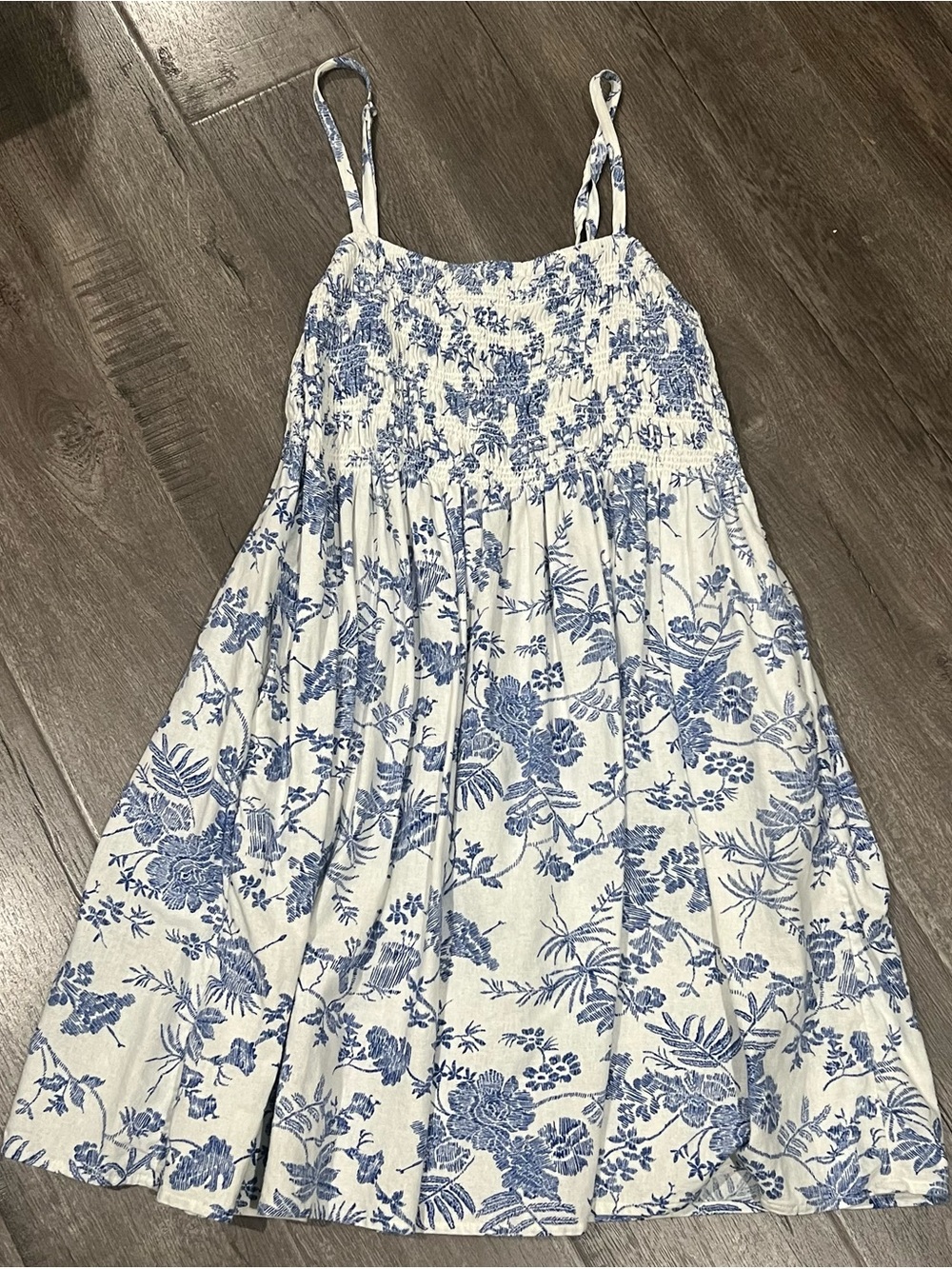 Universal Thread White Sundress with Blue Floral Print
